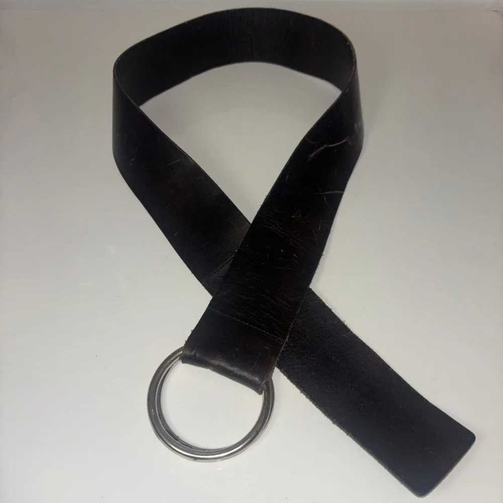 The Limited Womens Brown Italian Leather‎ Double O-Ring Wide Cinch Belt 41 Inch